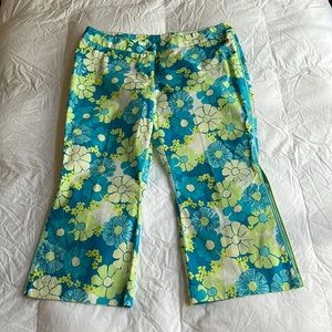 Lilly Pulitzer Capri Blue, Green Floral Print. Side leg opening.